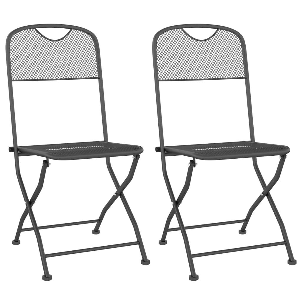 Folding Patio Chairs 2 pcs Expanded Metal Mesh Anthracite