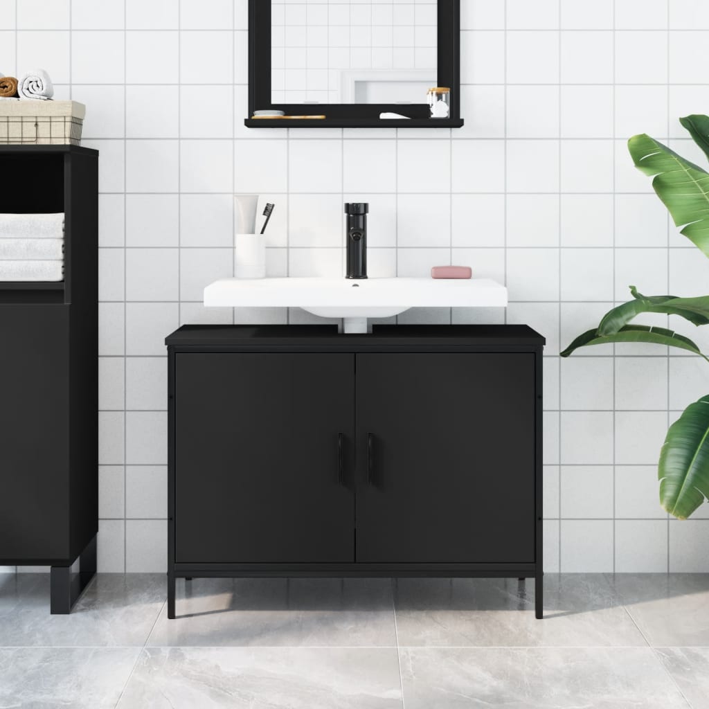 Bathroom Sink Cabinet Black 31.5"x11.8"x23.6" Engineered Wood