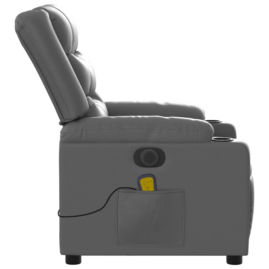 Electric Massage Recliner Chair Gray Faux Leather