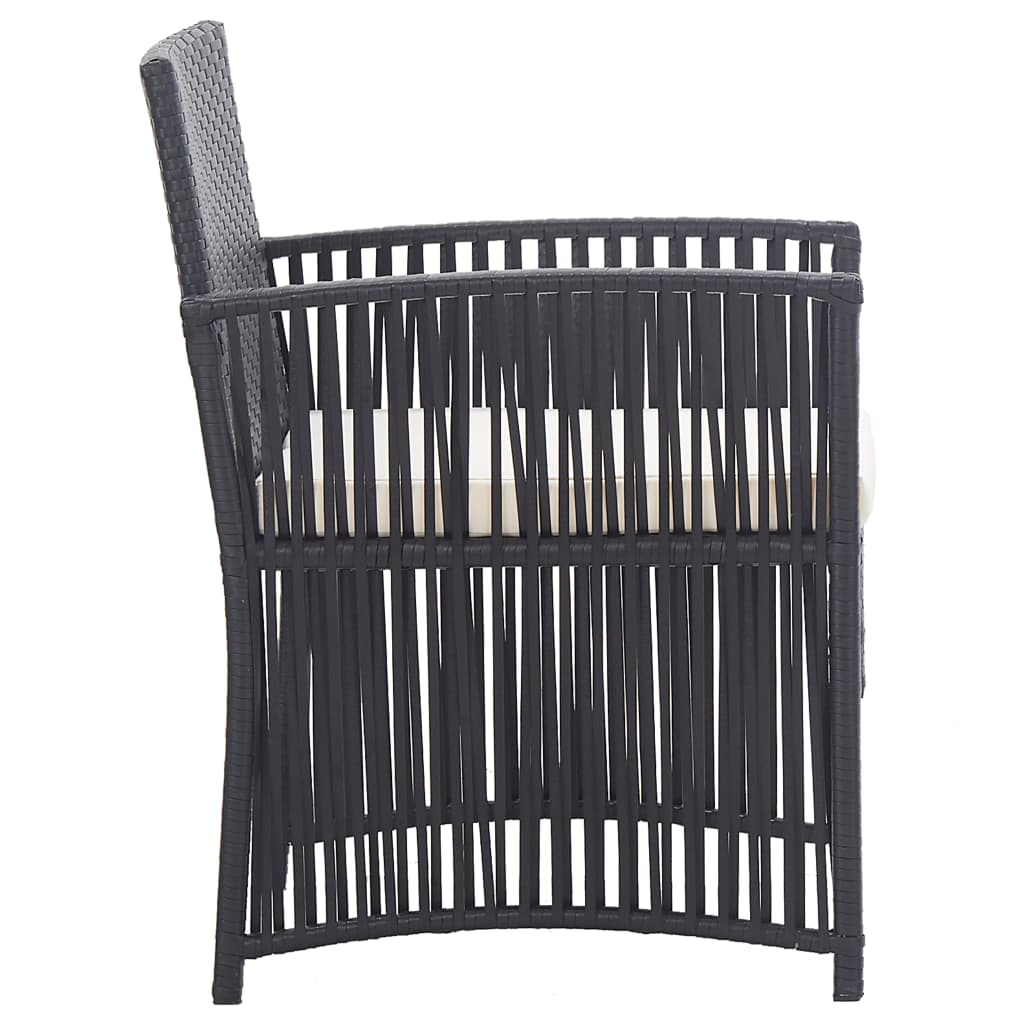 Patio Armchairs with Cushions 2 pcs Black Poly Rattan