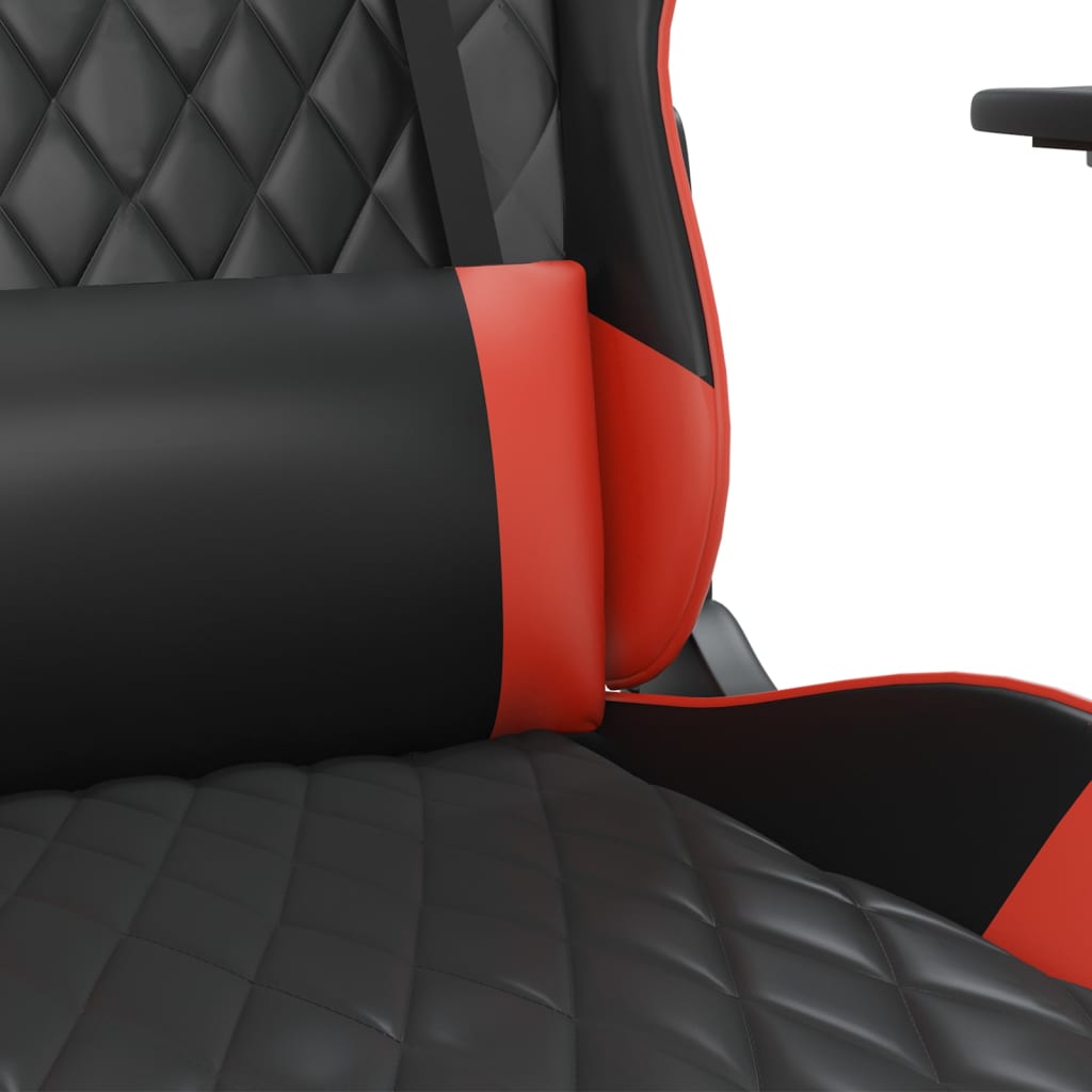 Gaming Chair with Footrest Black and Red Faux Leather