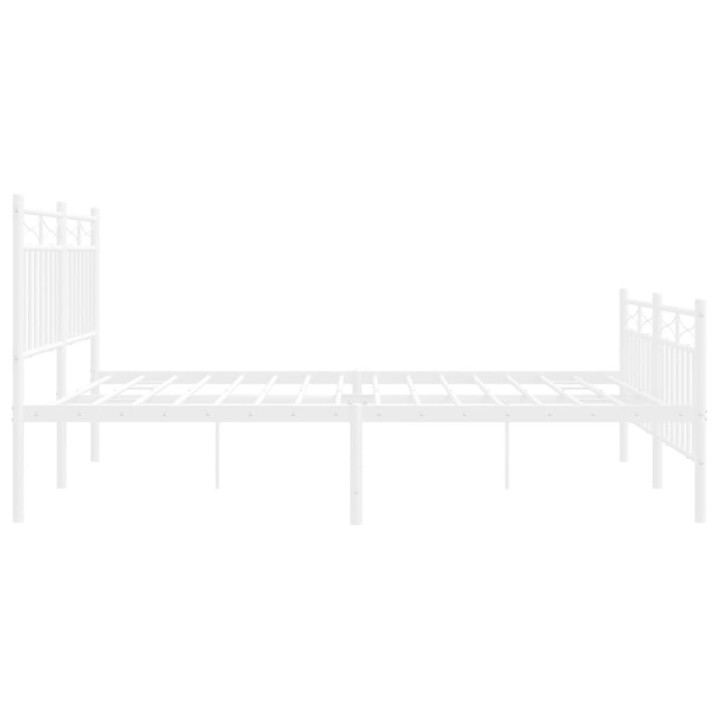 Metal Bed Frame without Mattress with Footboard White 53.1"x74.8"