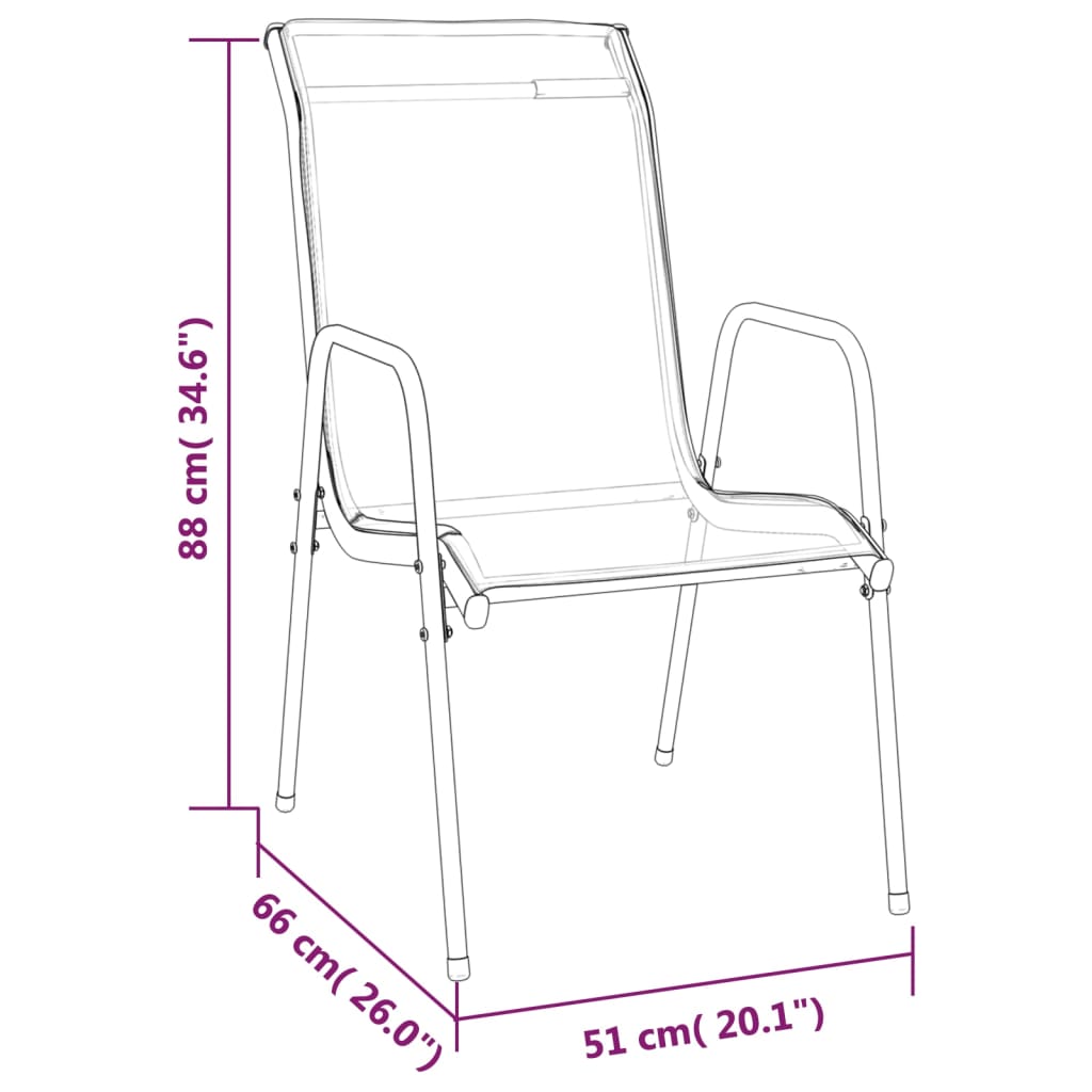 Patio Chairs 2 pcs Steel and Textilene Black