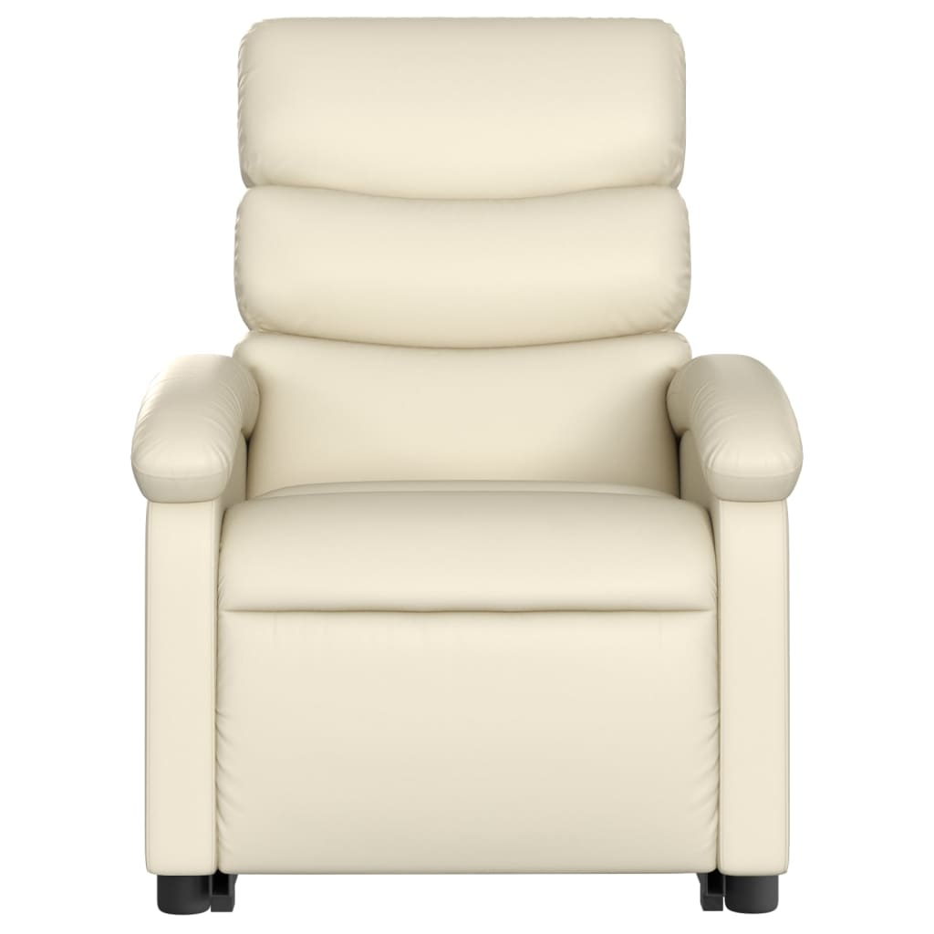 Electric Stand up Massage Recliner Chair Cream Faux Leather