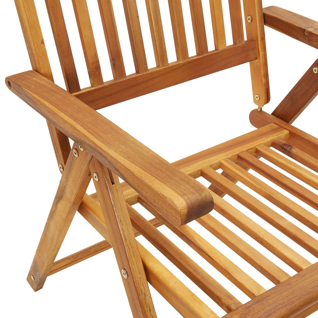 Folding Patio Chairs 3 pcs with Cushions Solid Acacia Wood