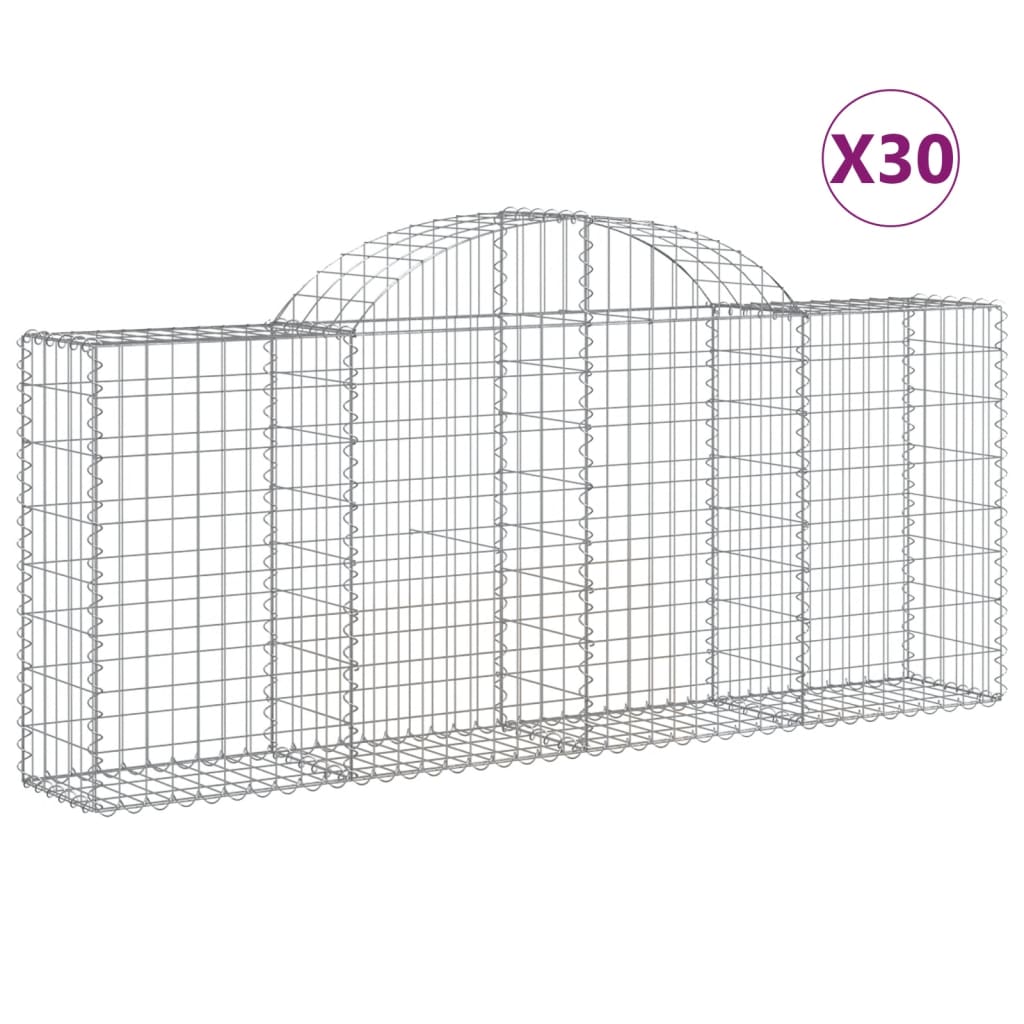 Arched Gabion Baskets 30 pcs 78.7"x11.8"x31.5"/39.4" Galvanized Iron