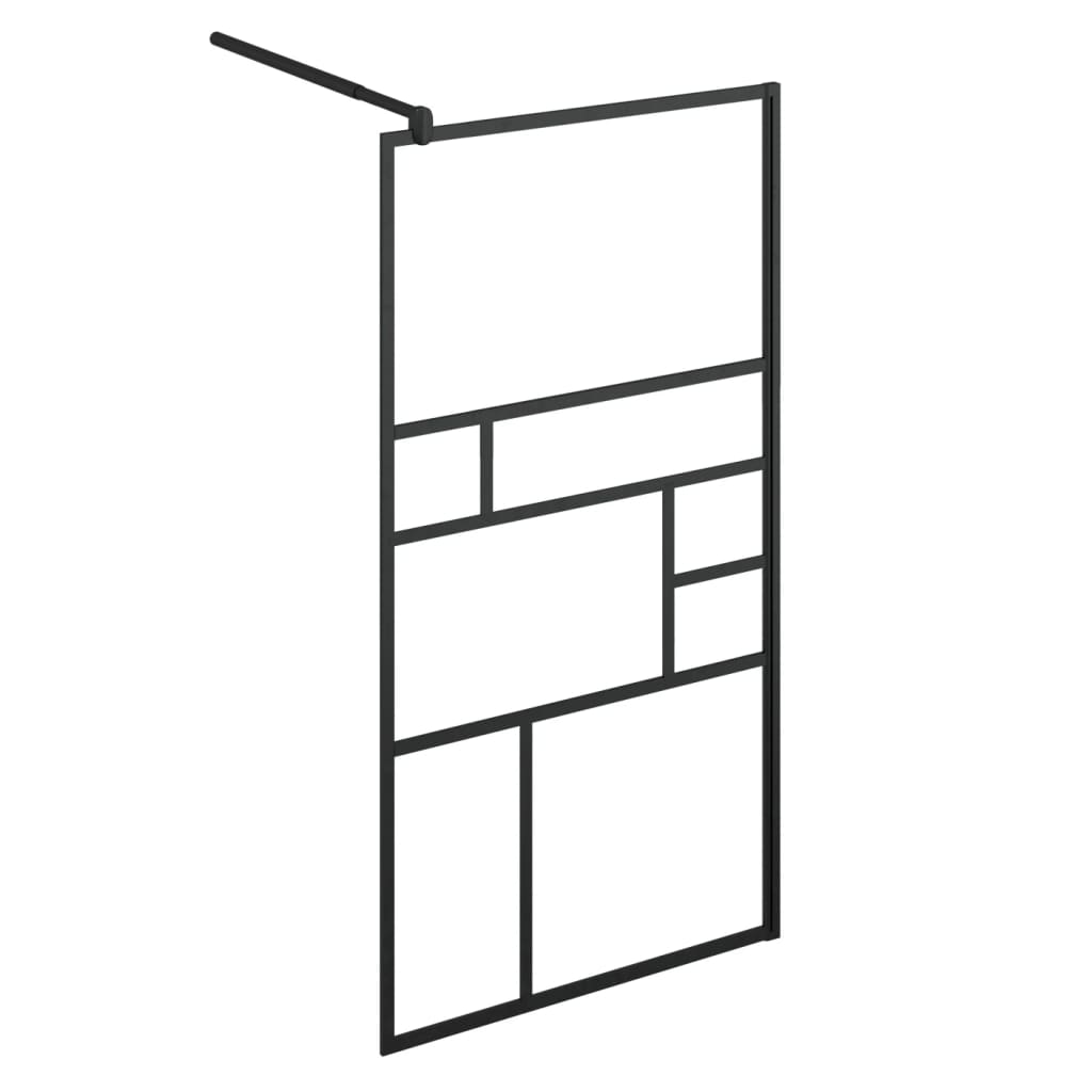 Walk-in Shower Wall with Shelf Black 45.3"x76.8" ESG Glass&Aluminum