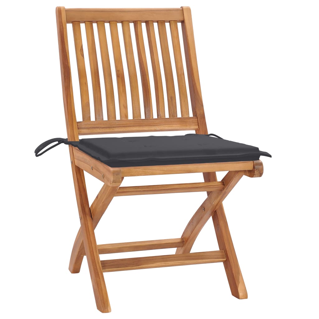 Folding Patio Chairs with Cushions 6 pcs Solid Teak Wood