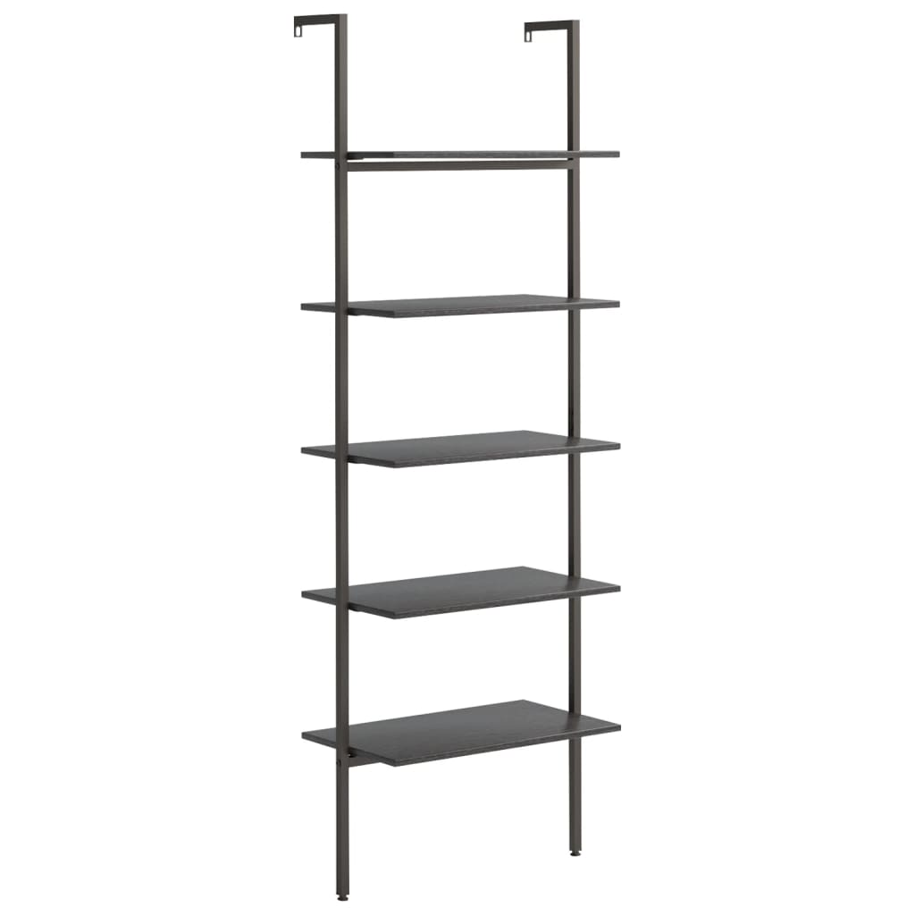 5-Tier Leaning Shelf Black 25.2"x13.8"x72.8"