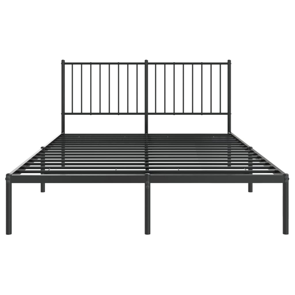 Metal Bed Frame without Mattress with Headboard Black 53.1"x74.8"