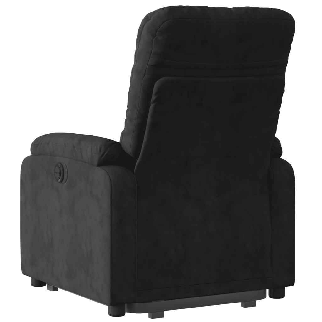 Electric Stand up Massage Recliner Chair Black Microfiber Fabric