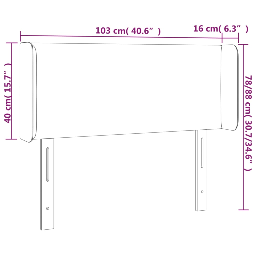 LED Headboard Light Gray 40.6"x6.3"x30.7"/34.6" Fabric