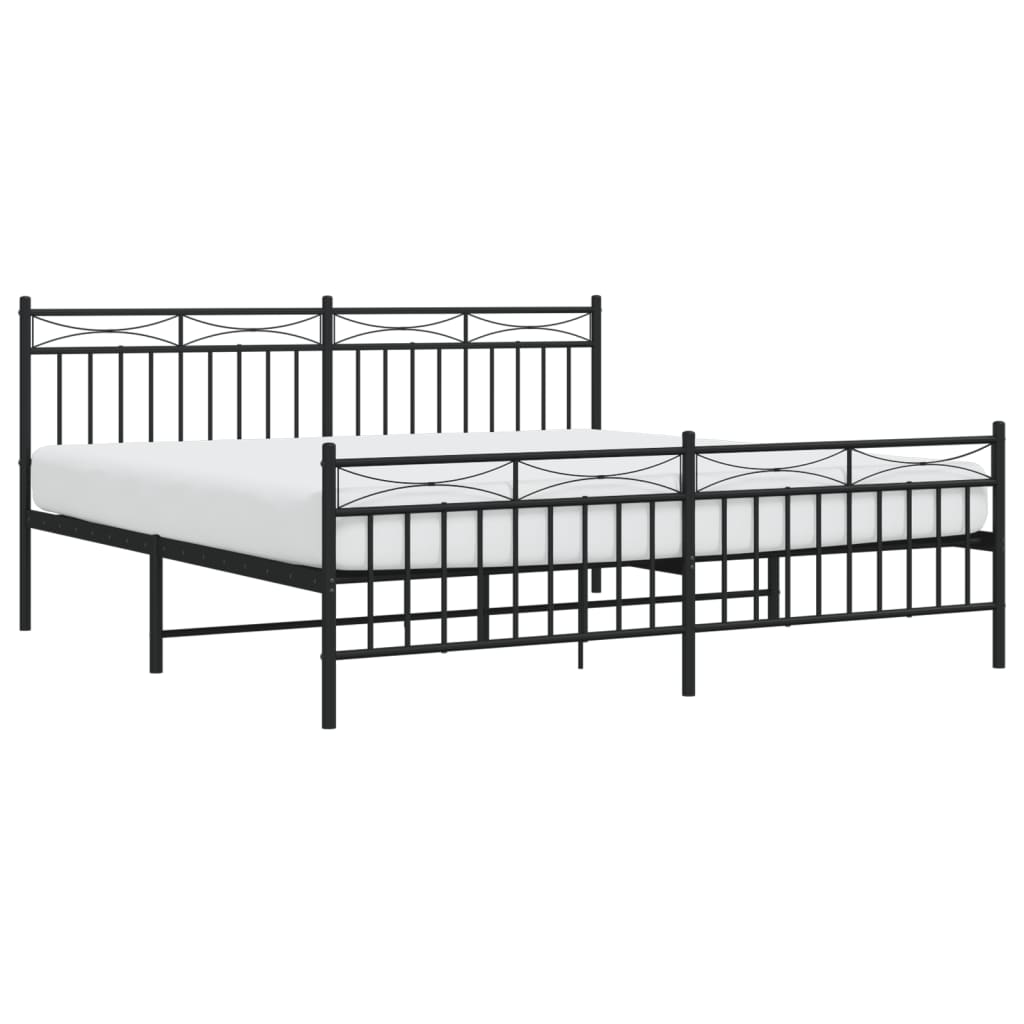 Metal Bed Frame without Mattress with Footboard Black 72"x83.9"