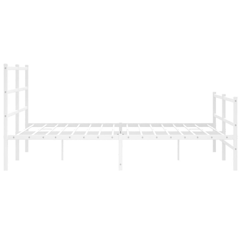 Metal Bed Frame without Mattress with Footboard��White 59.1"x78.7"