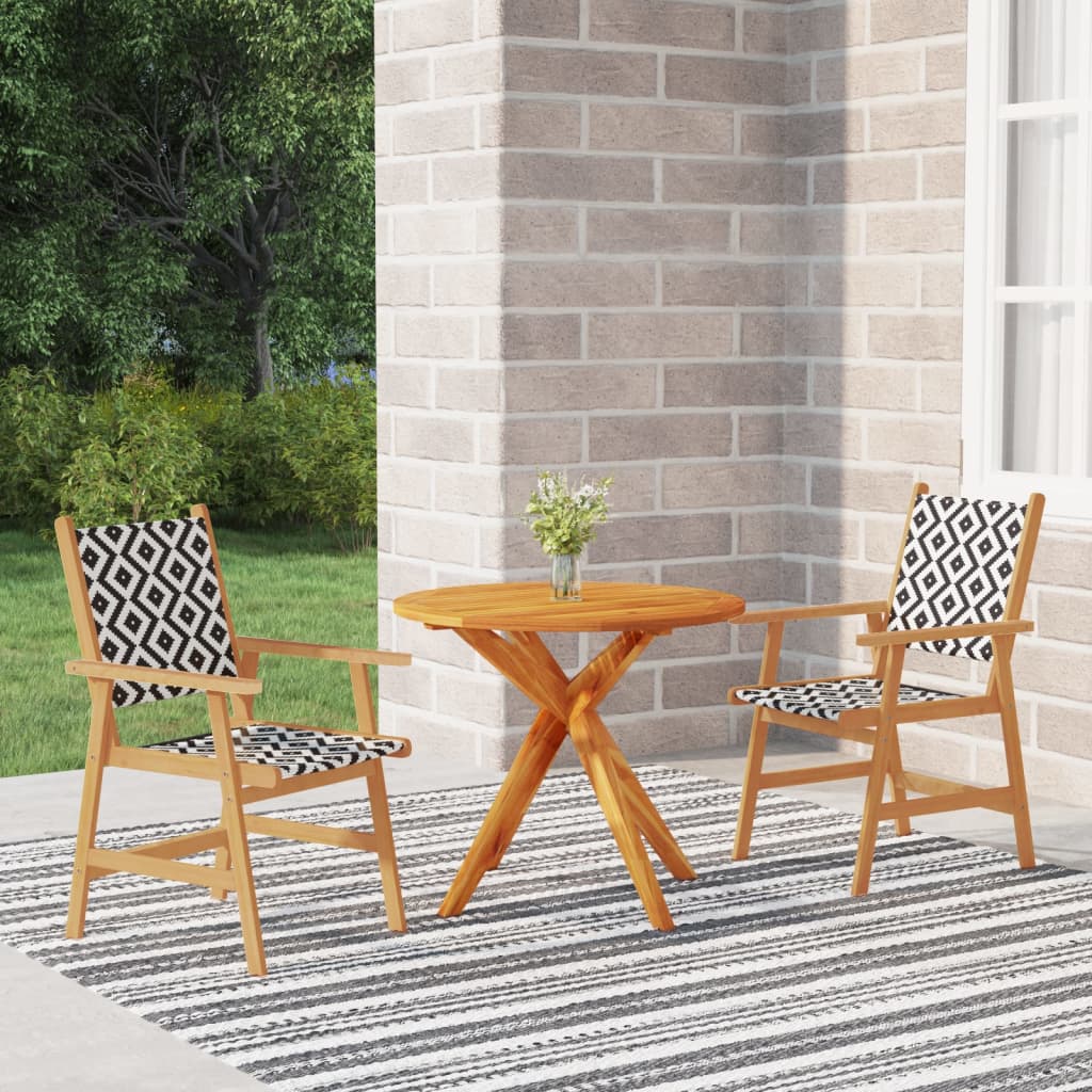 3 Piece Patio Dining Set Solid Wood Acacia