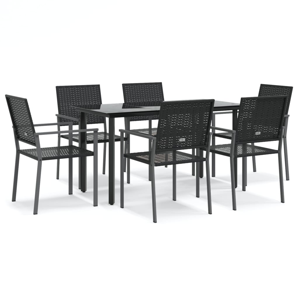 7 Piece Patio Dining Set Poly Rattan and Steel