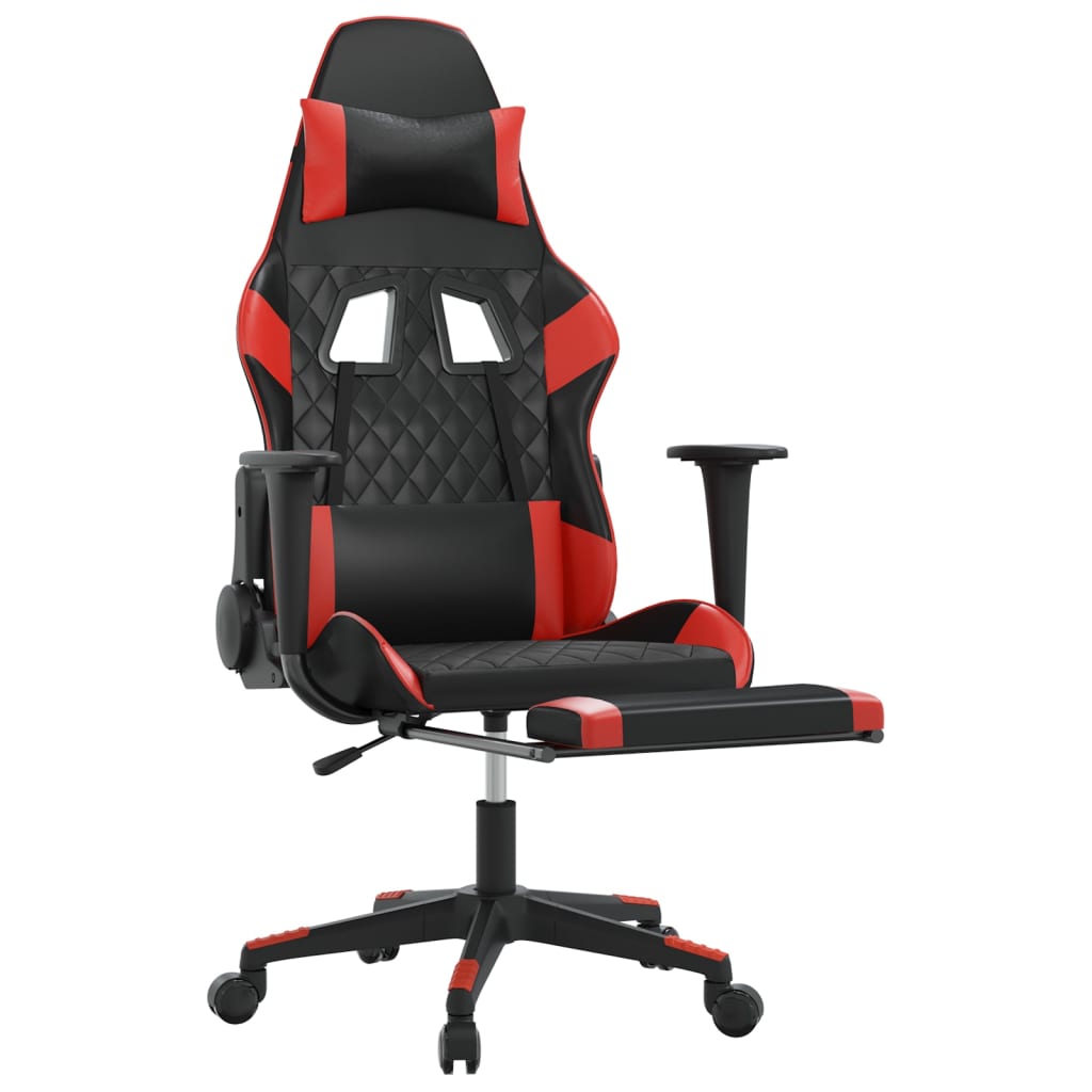 Gaming Chair with Footrest Black and Red Faux Leather