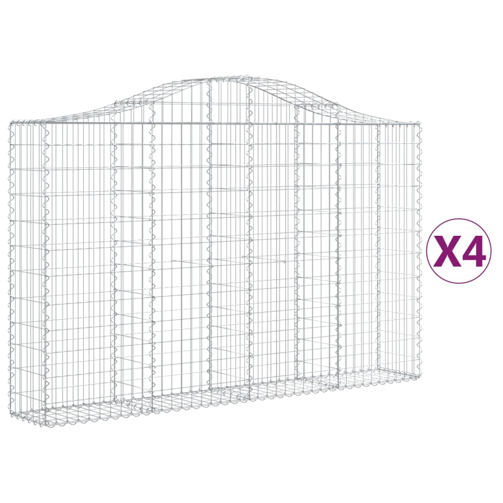 Arched Gabion Baskets 4 pcs 78.7"x11.8"x47.2"/55.1" Galvanized Iron