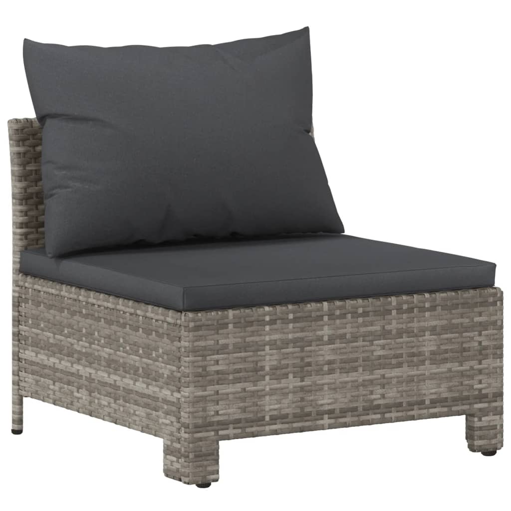 6 Piece Patio Lounge Set with Cushions Gray Poly Rattan