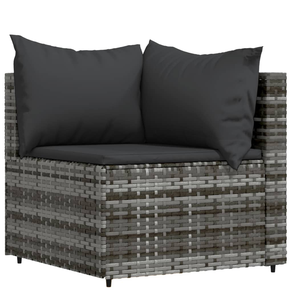 4 Piece Patio Lounge Set with Cushions Gray Poly Rattan