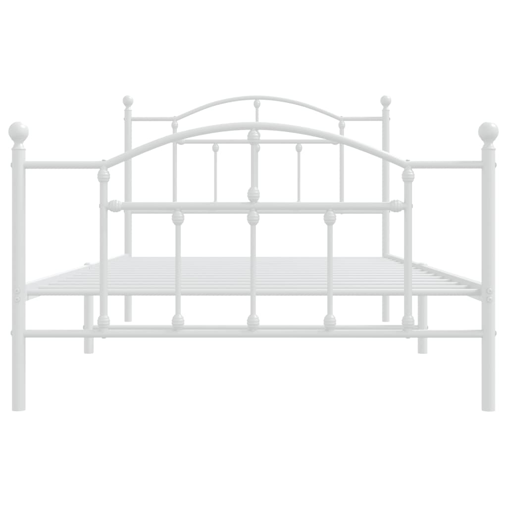 Metal Bed Frame without Mattress with Footboard White 39.4"x78.7"