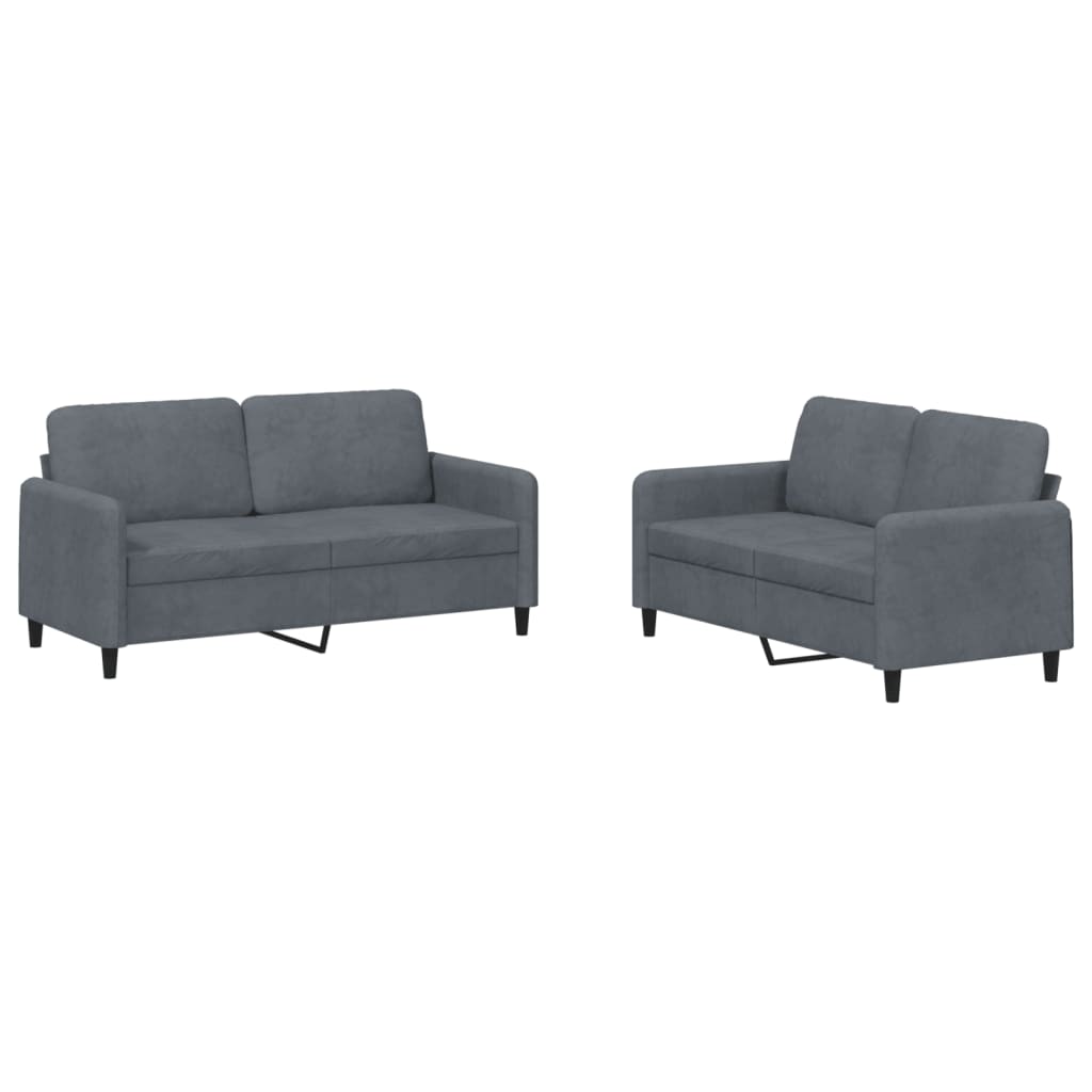 2 Piece Sofa Set Dark Gray Velvet