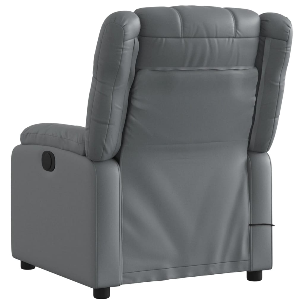 Electric Massage Recliner Chair Gray Faux Leather