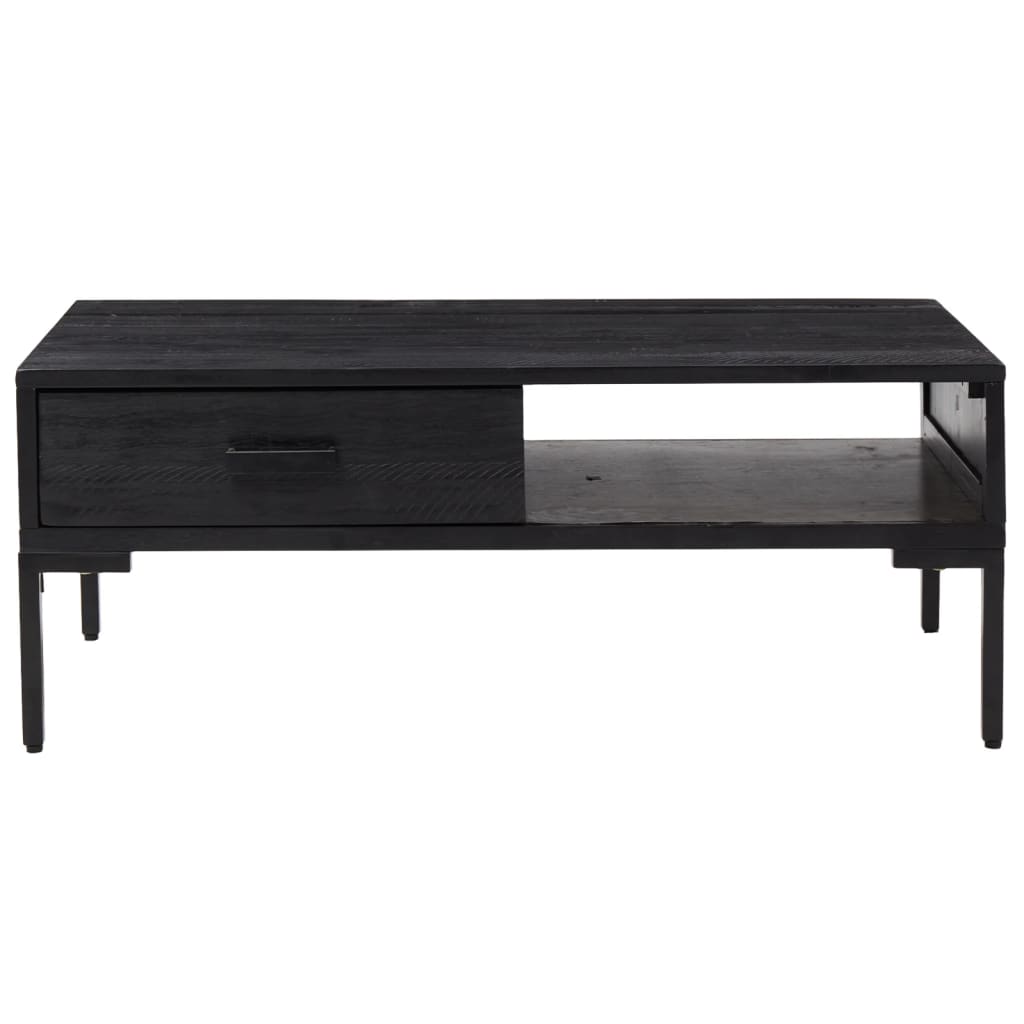 Coffee Table Black 35.4"x19.7"x13.8" Solid Wood Pine