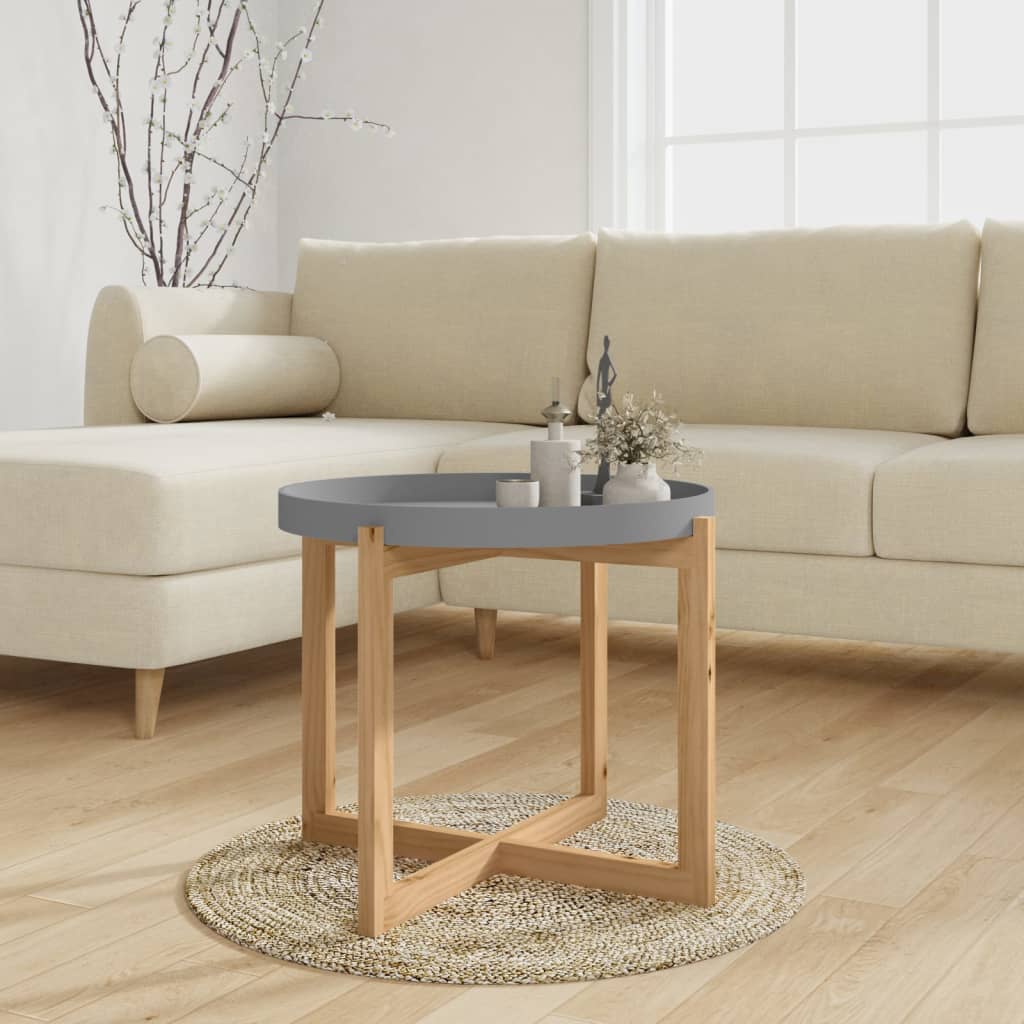 Coffee Table White 20.9"x20.9"x17.1" Engineered Wood&Solid Wood Pine