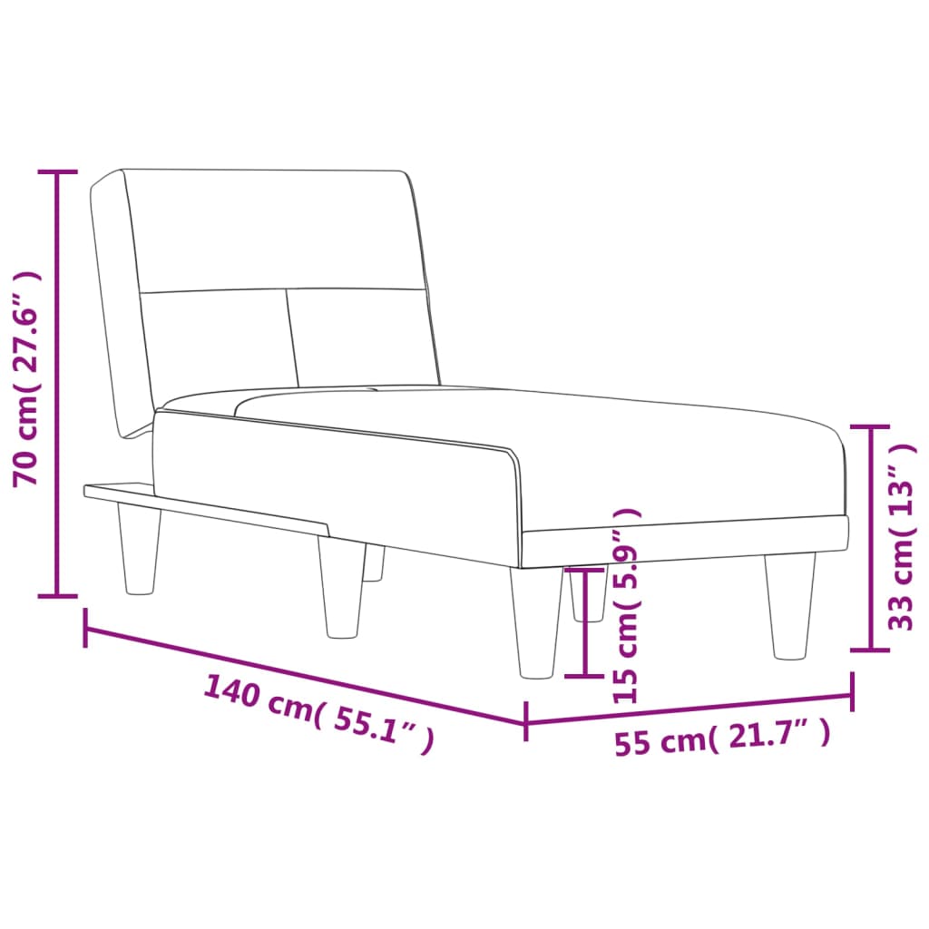 Chaise Longue Light Gray Fabric