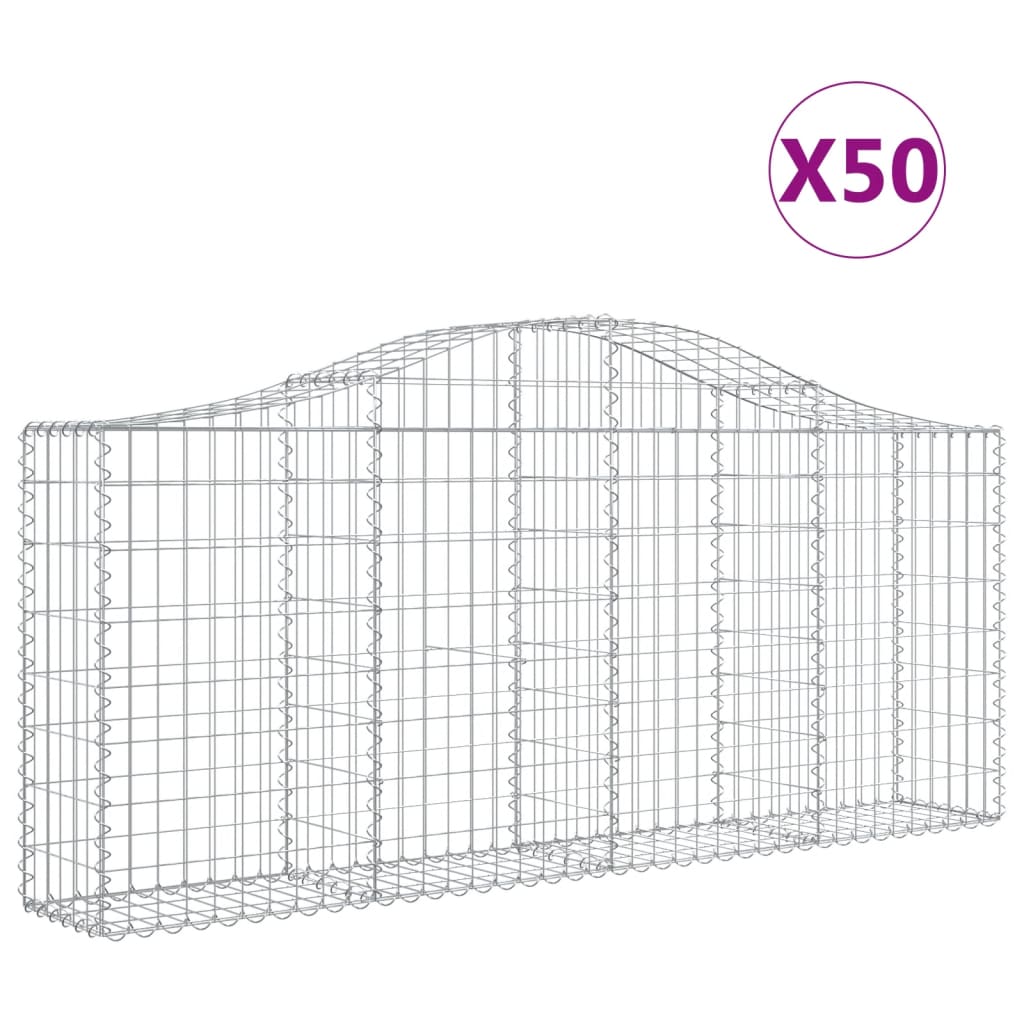 Arched Gabion Baskets 50 pcs 78.7"x11.8"x31.5"/39.4" Galvanized Iron