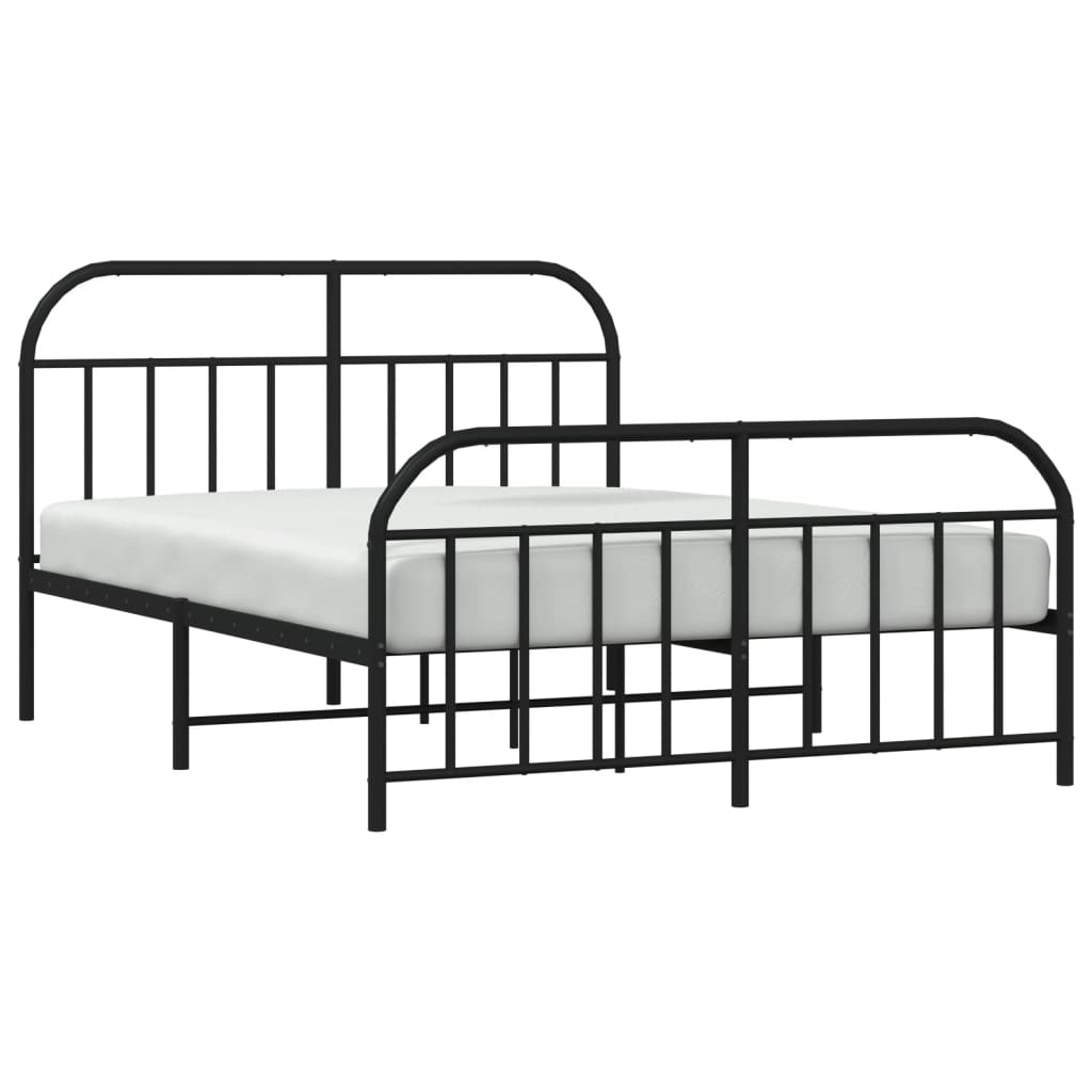 Metal Bed Frame without Mattress with Footboard Black 53.1"x74.8"