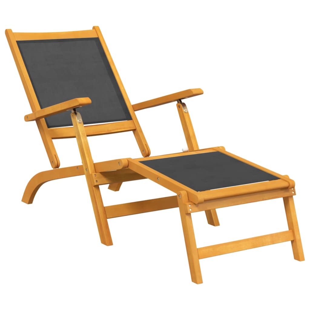 Patio Deck Chairs 2 pcs Solid Wood Acacia and Textilene