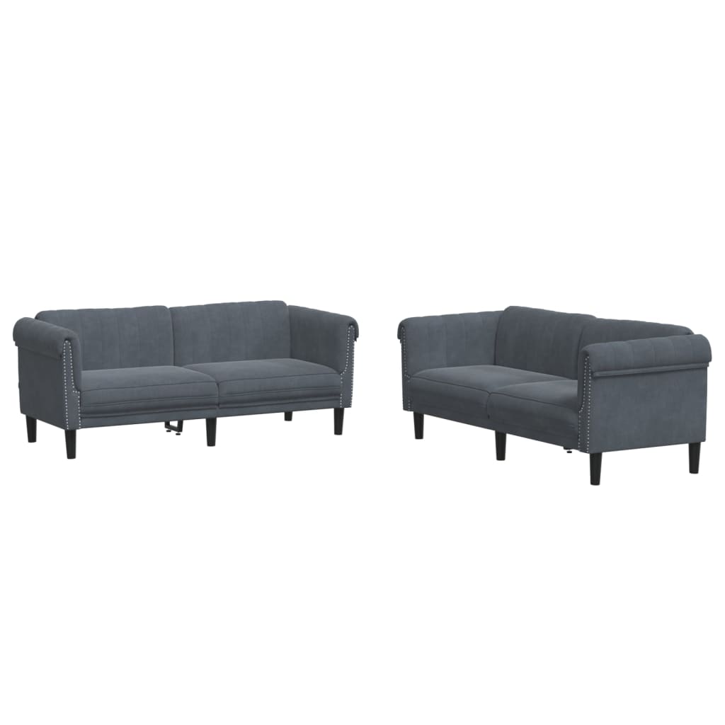 2 Piece Sofa Set Dark Gray Velvet