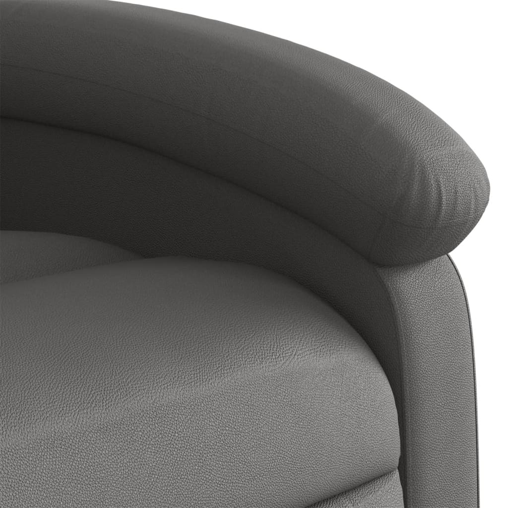 Recliner Chair Gray Real Leather