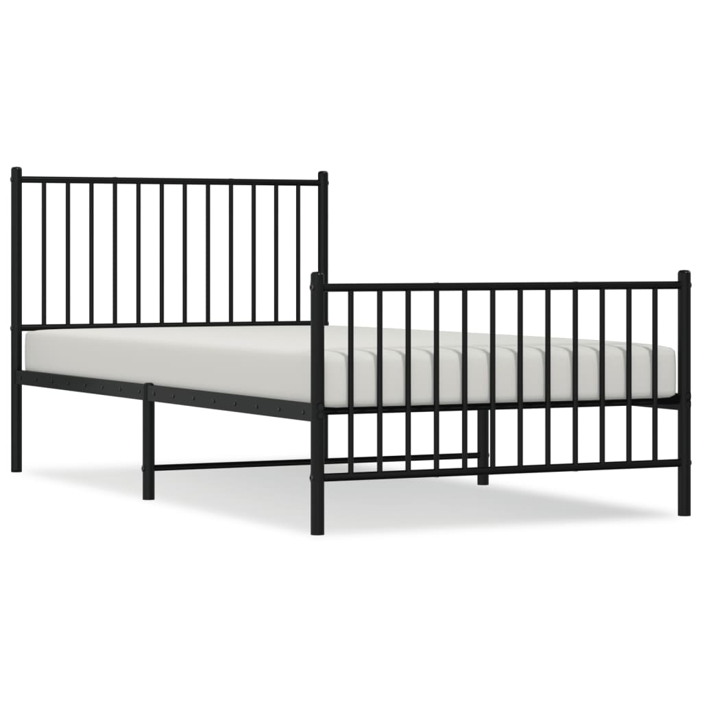 Metal Bed Frame without Mattress with Footboard Black 39.4"x78.7"