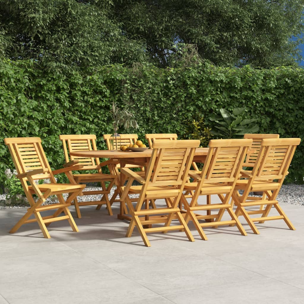 Folding Patio Chairs 8 pcs 22"x24.8"x35.4" Solid Wood Teak