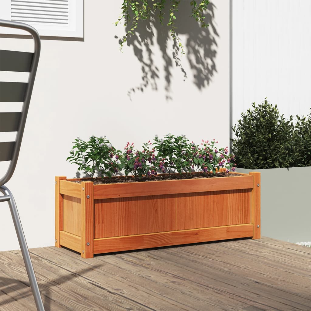 Garden Planter Wax Brown 35.4"x12.2"x12.2" Solid Wood Pine