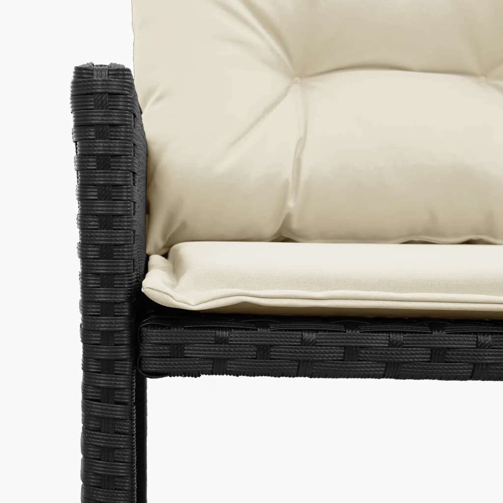 Patio Sofa with Table and Cushions L-Shaped Black Poly Rattan