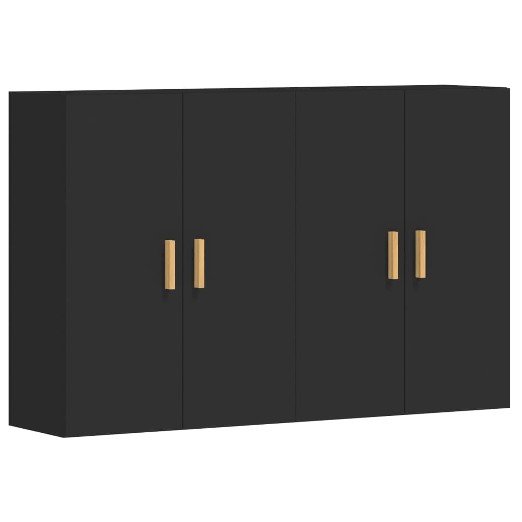 Wall Mounted Cabinets 2 pcs Black Engineered Wood