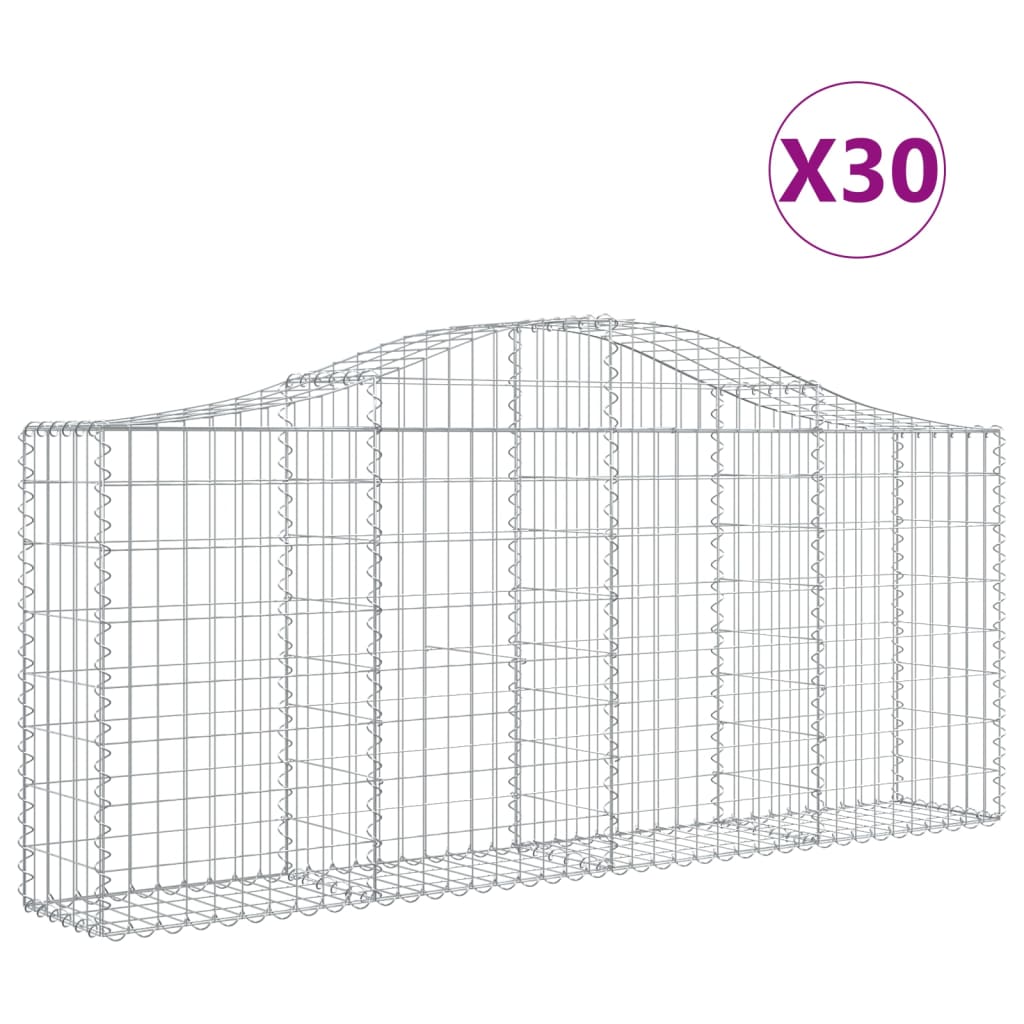 Arched Gabion Baskets 30 pcs 78.7"x11.8"x31.5"/39.4" Galvanized Iron