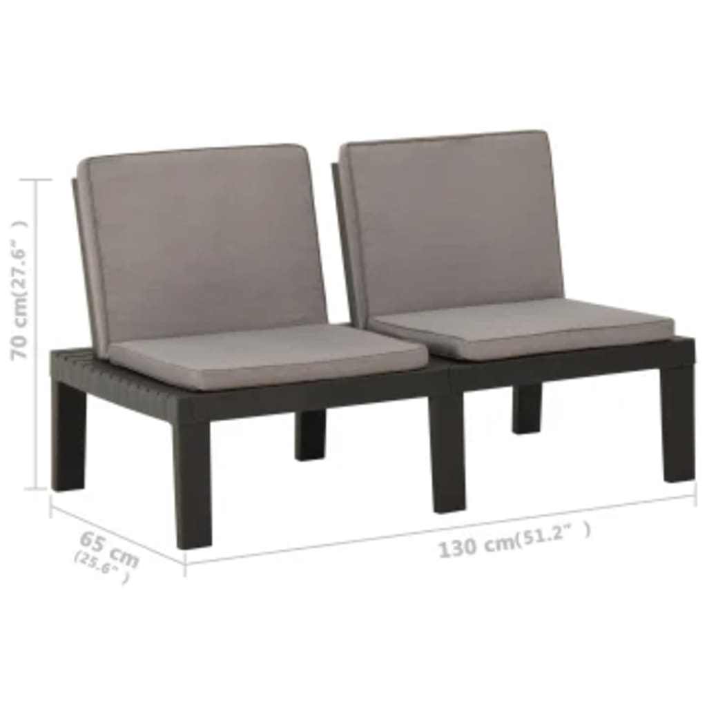 6 Piece Patio Lounge Set with Cushions Plastic Gray