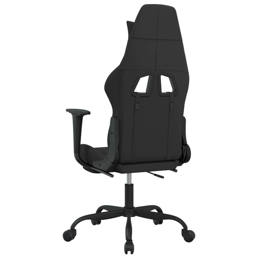 Massage Gaming Chair with Footrest Black Fabric