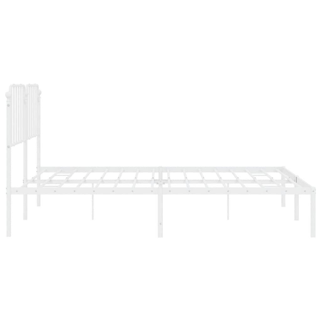 Metal Bed Frame without Mattress with Headboard White 76"x79.9"