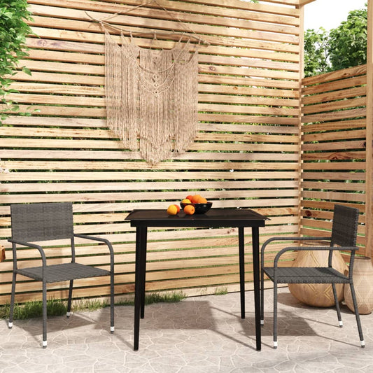 3 Piece Patio Dining Set Gray