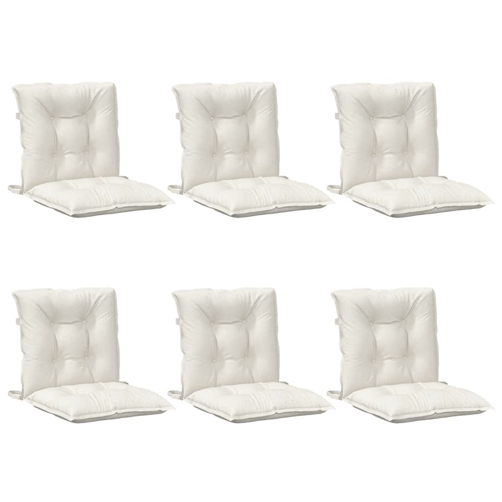 Lowback Chair Cushions 6 pcs Melange Cream 39.4"x19.7"x2.8" Fabric