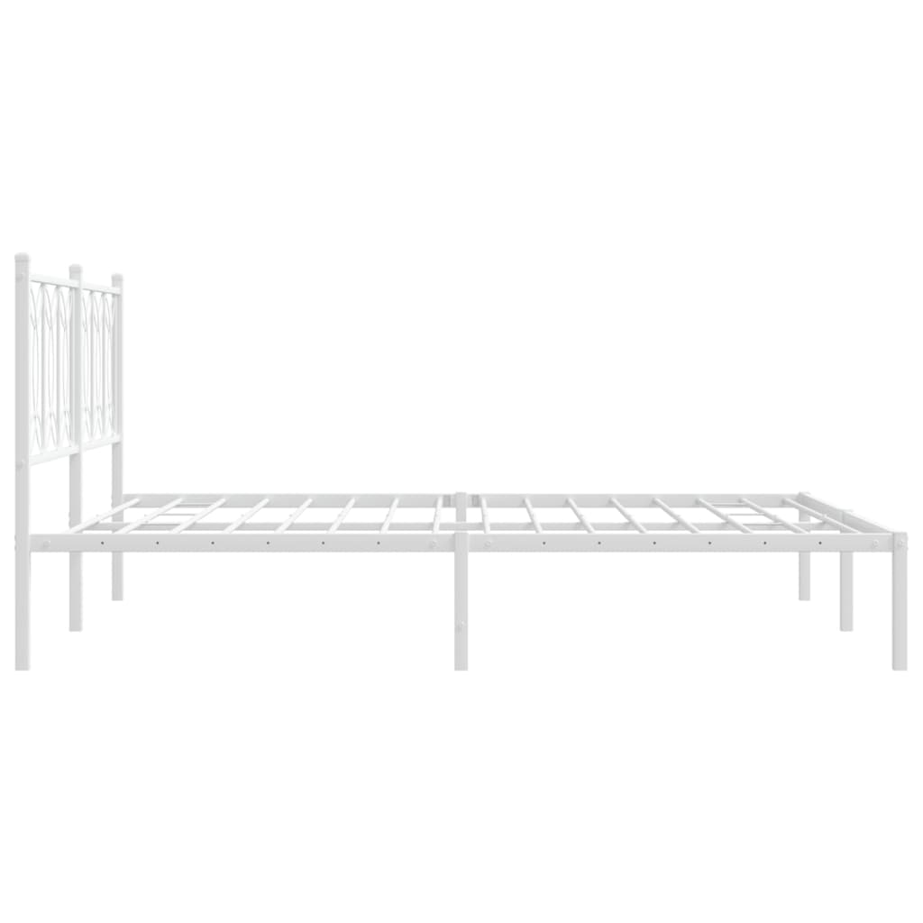 Metal Bed Frame without Mattress with Headboard White 59.1"x78.7"