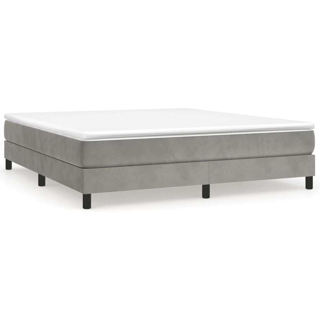 Box Spring Bed with Mattress Light Gray 72"x83.9" California King Velvet