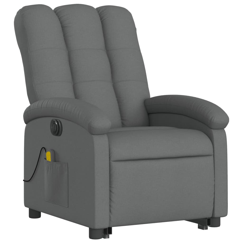 Electric Stand up Massage Recliner Chair Dark Gray Fabric