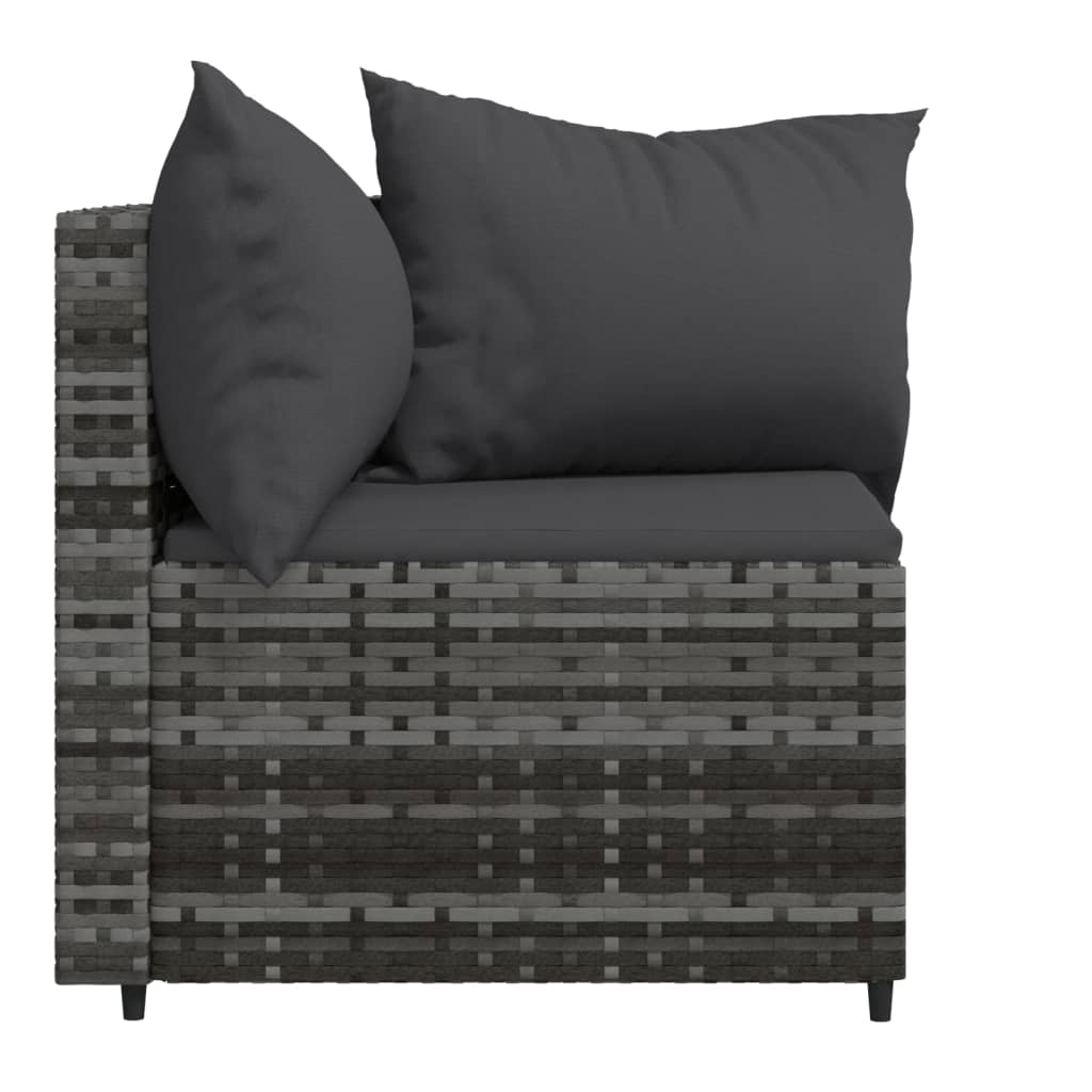 Patio Corner Sofas with Cushions 2 pcs Gray Poly Rattan